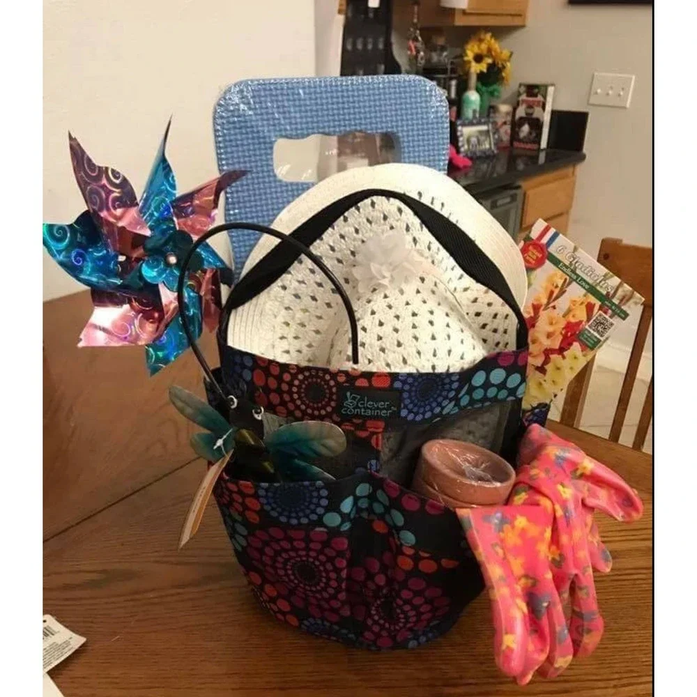 Multicolor Floral Mesh Tote Bag Organizer‎ Beach Shower Garden Bag with Pockets